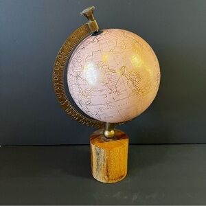 Dusty Pink Drexel Heritage World Globe Wooden Base Feminine Gold Office Desk